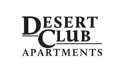 a logo for desert club apartments with the words deer club apartments on a green background